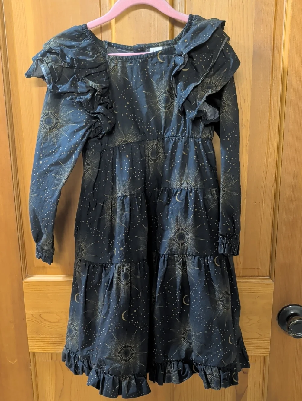 kate quinn Navy Sun & Moon Ruffle Tiered Dress